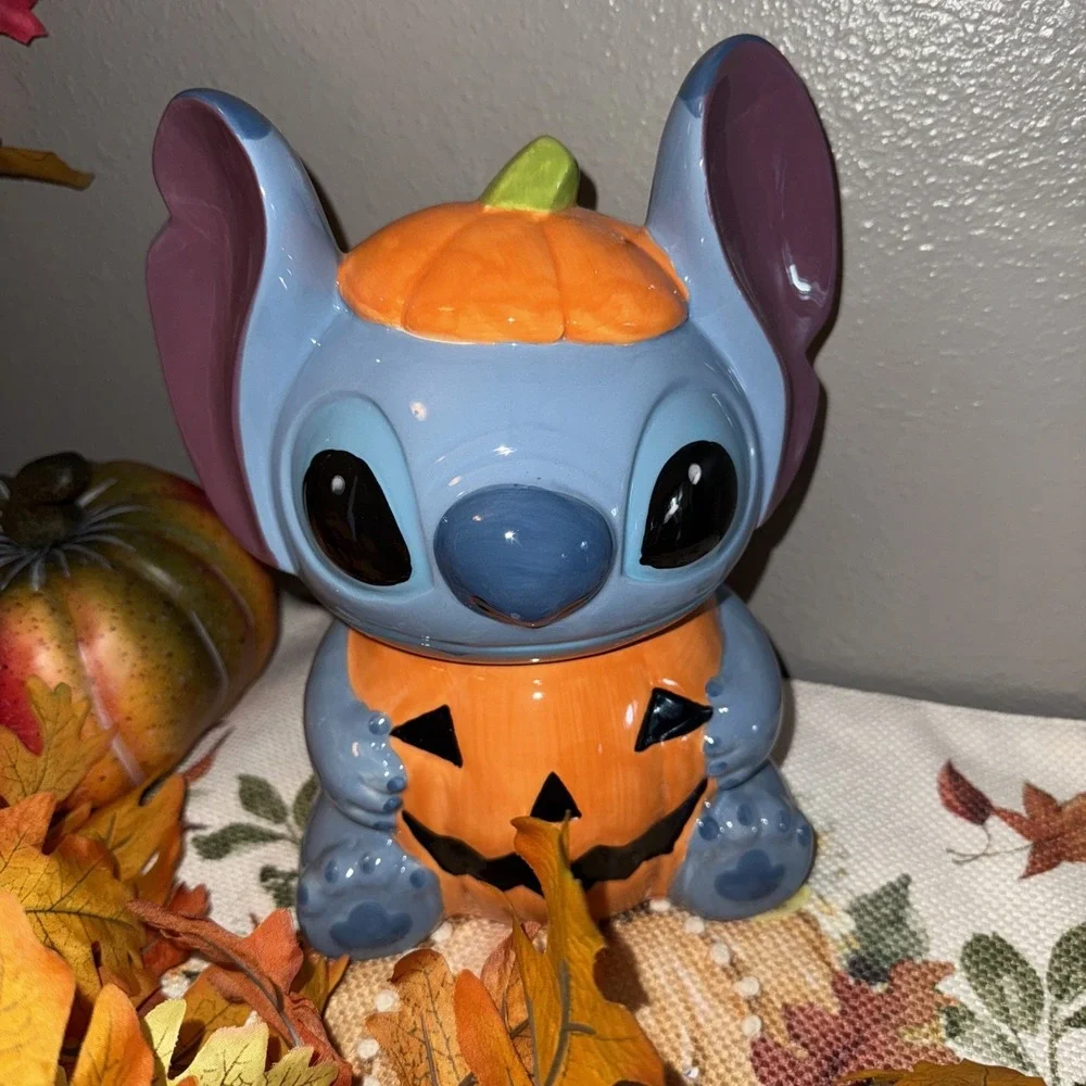 Stitch Halloween Cookie Jar Canister Pumpkin Small Candy Disney Lilo & Stitch